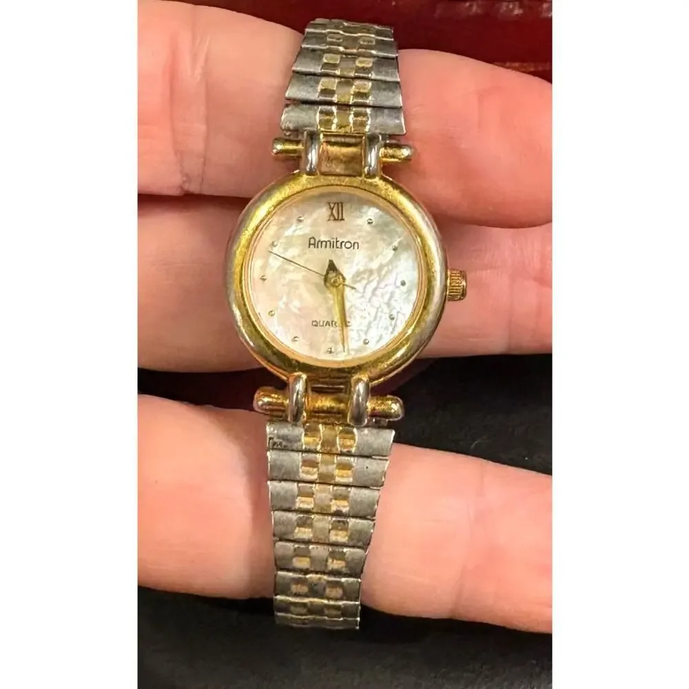 Women's 23mm Two Tone Armitron Watch, MOP Face